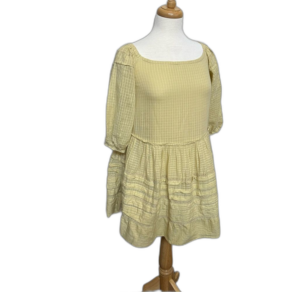 Free PeopleTiered Babydoll Yellow Mini Dress - Women Size XS